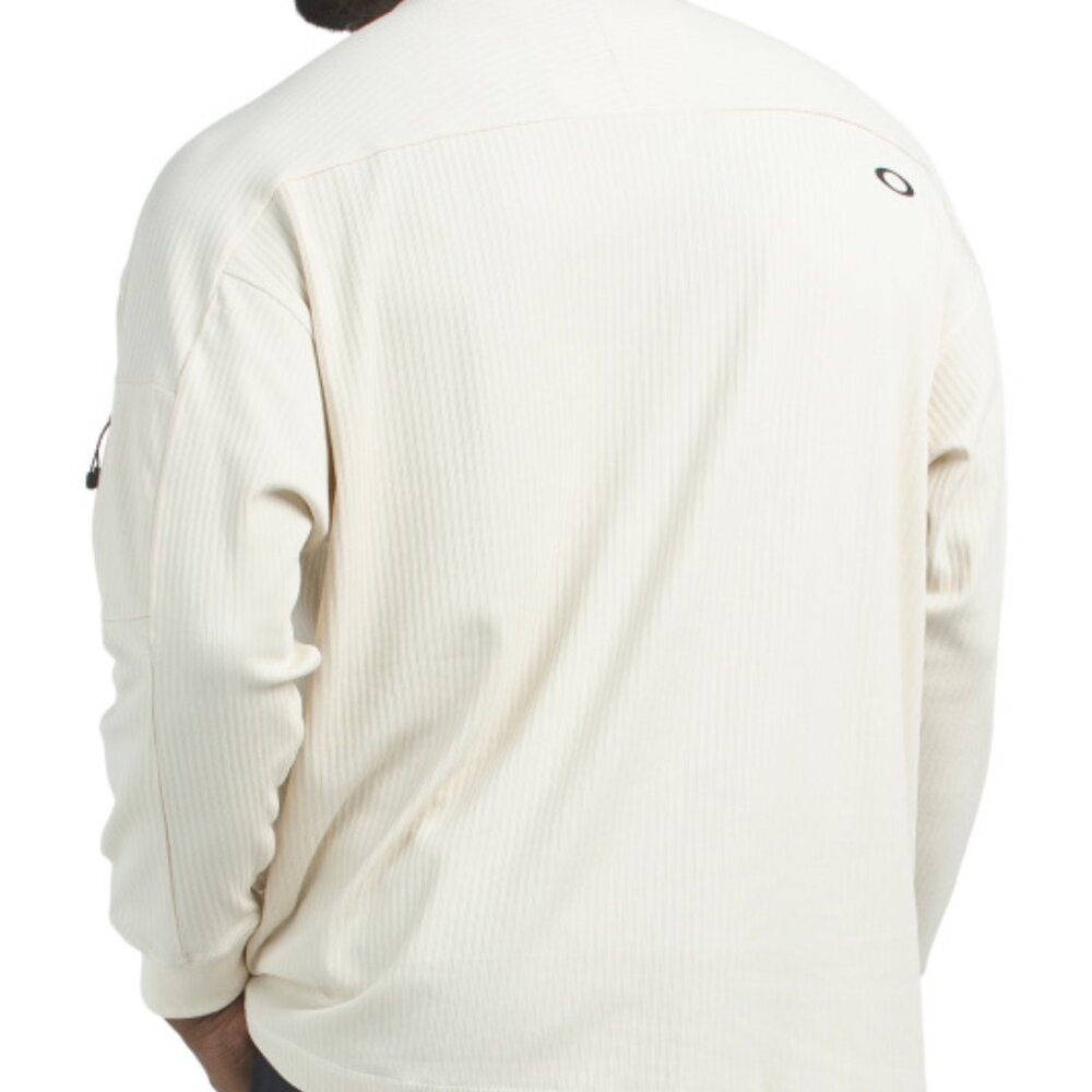 OAKLEY FGL Static Long Sleeve Shirt Men's Zipper Sleeve Pocket Bone Medium NWT - Picture 2 of 2